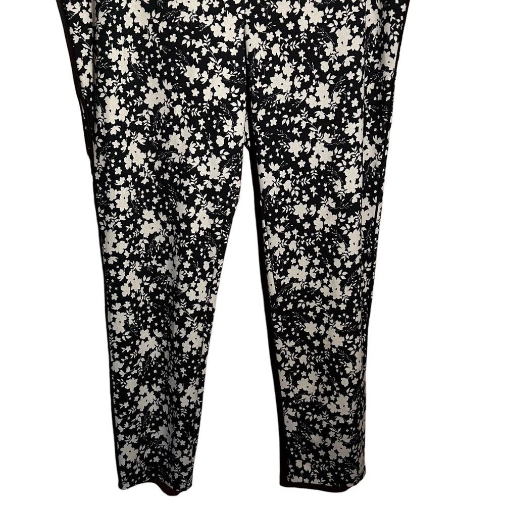 NINA LEONARD Black Floral Pull On Pants Tapered Leg Leggings Stretch Size 1X - Picture 3 of 10